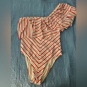 Red, white and blue one piece bathing suit